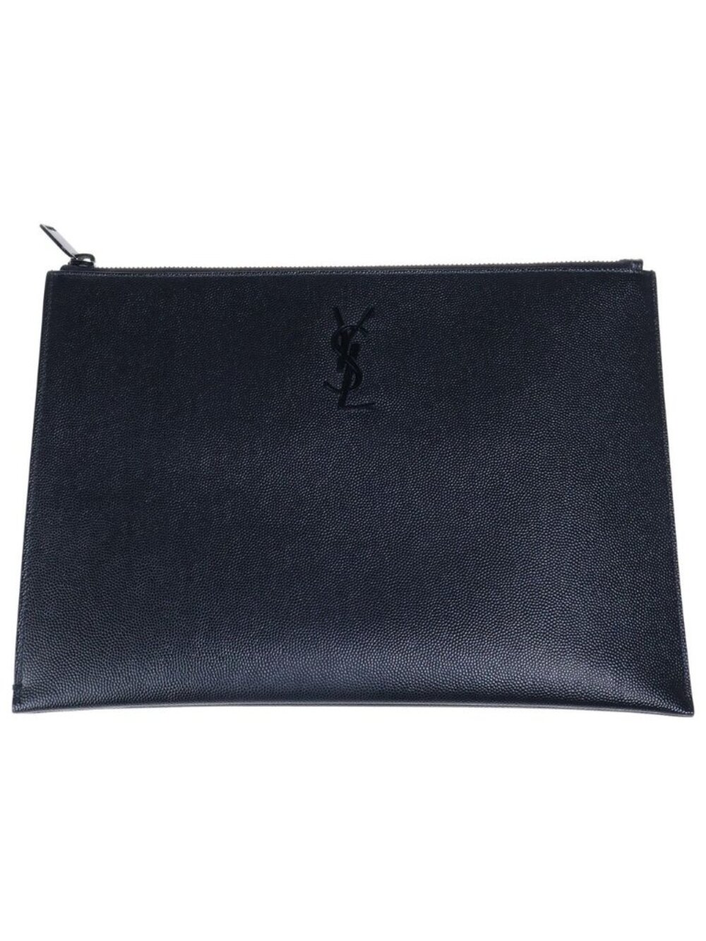 Saint Laurent Paris Logo Cassandra Clutch Caviar Leather Black